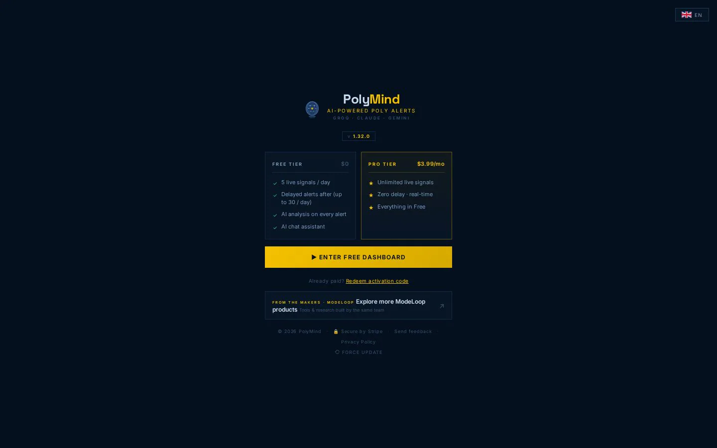 PolyMind website homepage