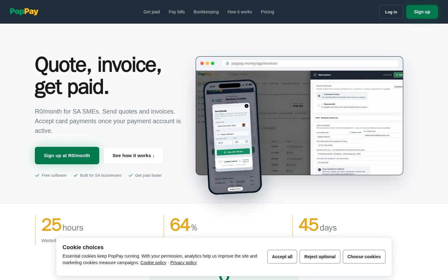 PopPay website homepage