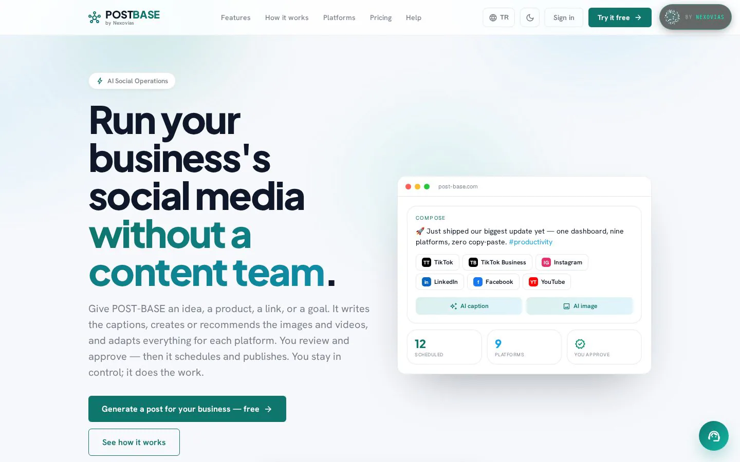 POST-BASE website homepage