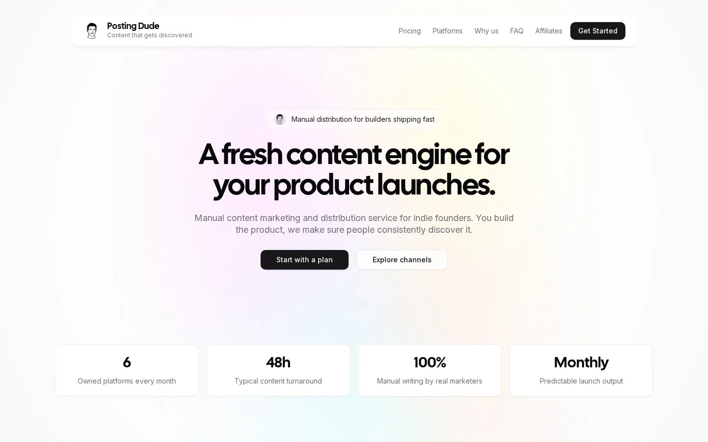 Posting Dude website homepage