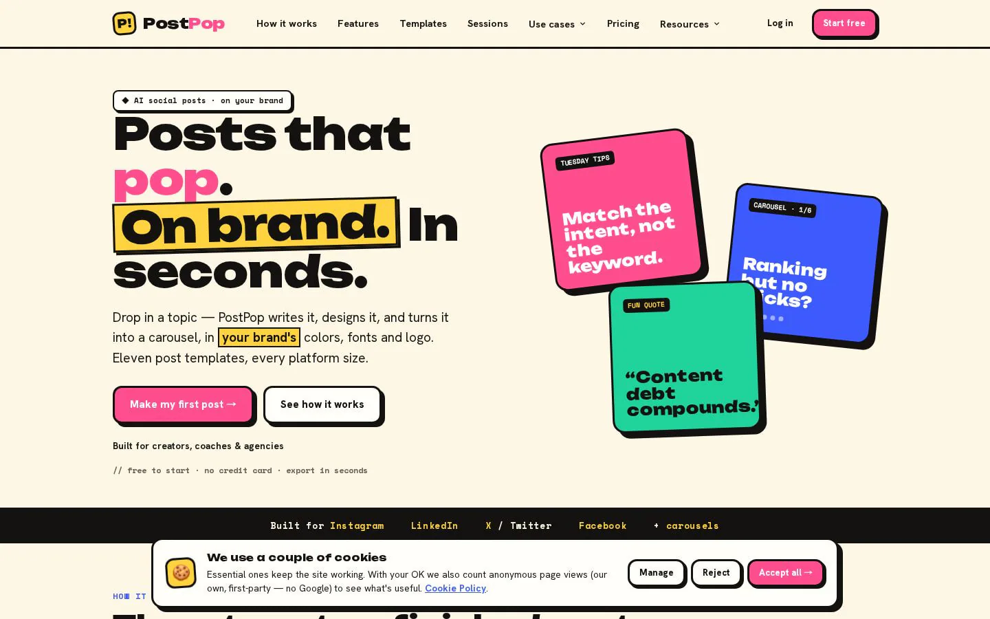 Homepage of getpostpop.com