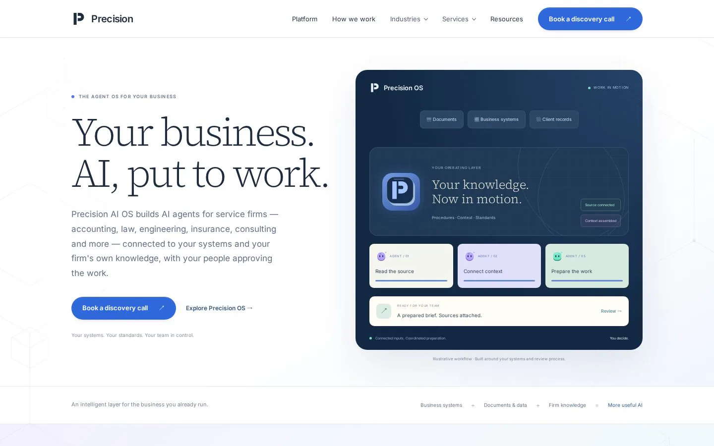 Homepage of getprecision.ai