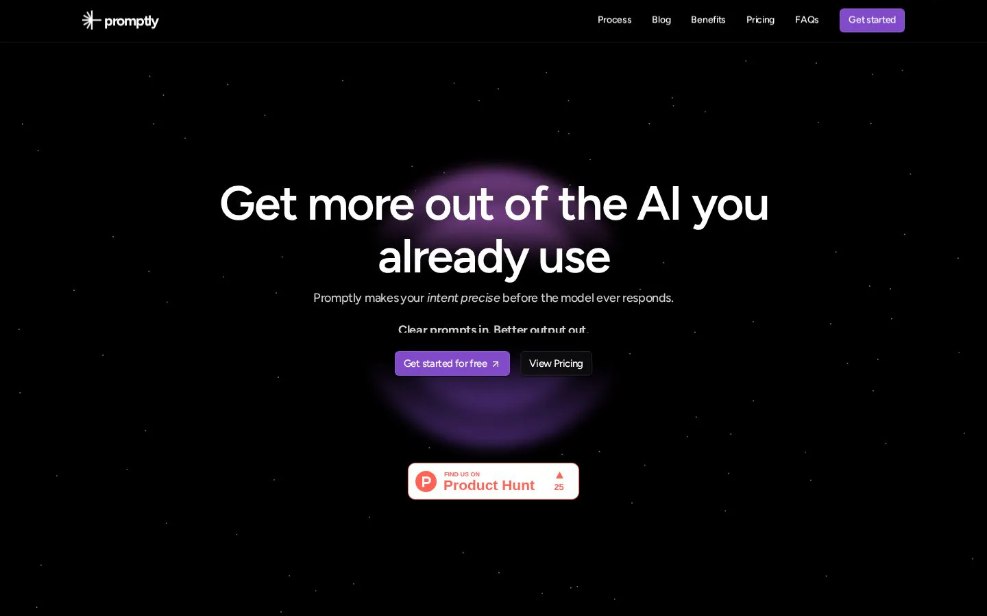 Promptly website homepage