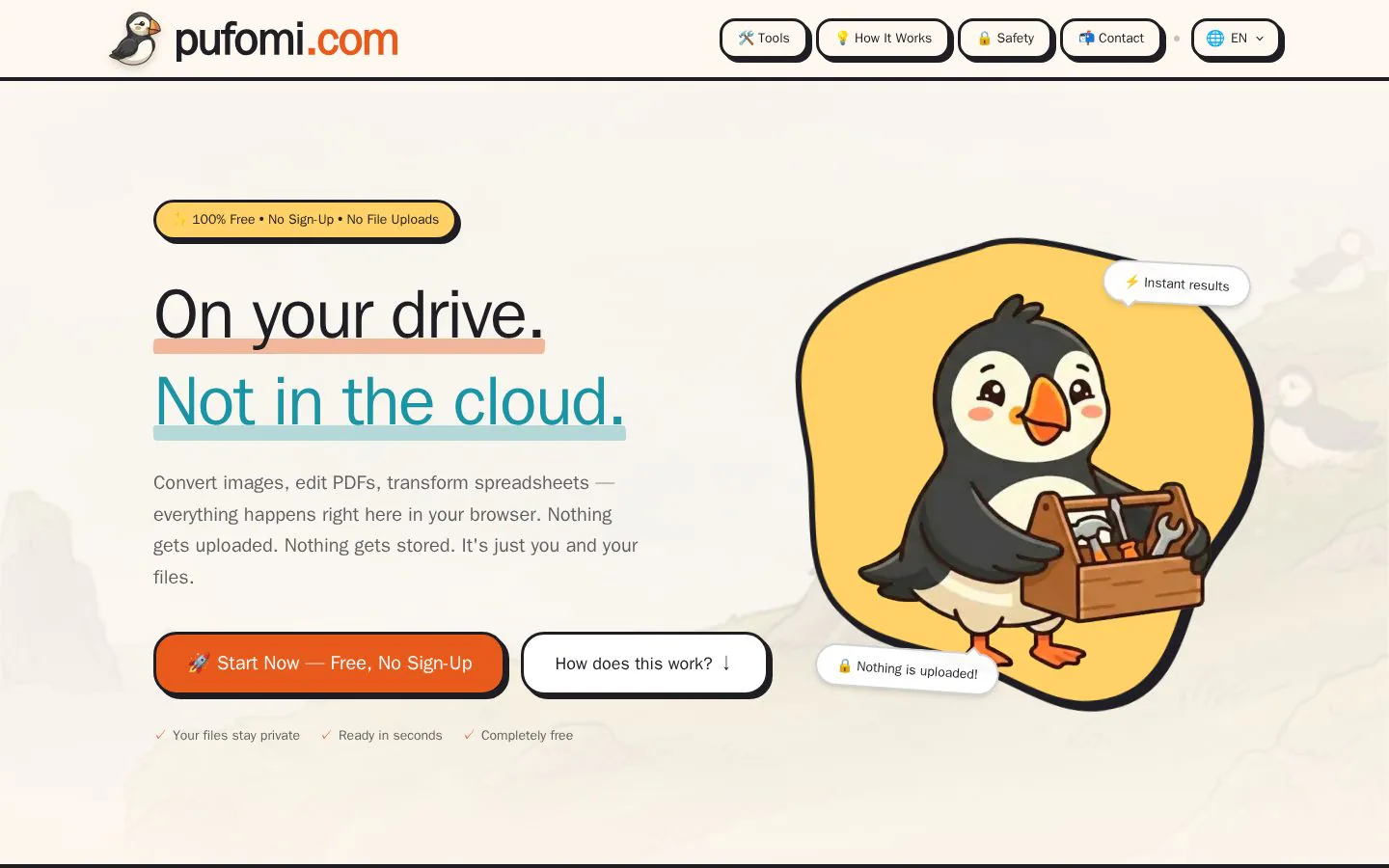 Pufomi website homepage