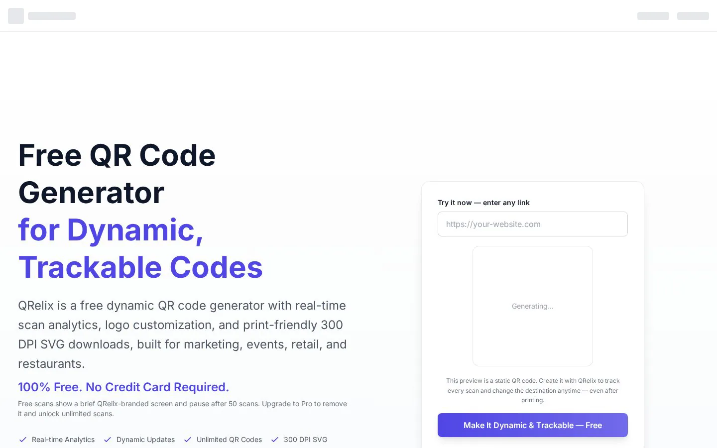 QRelix website homepage