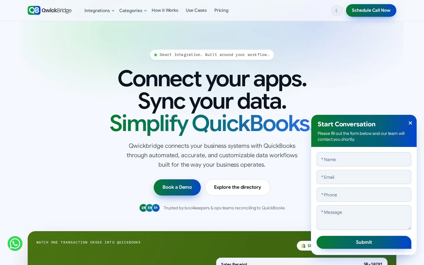 QuickBooks Integration by Qwickbridge Sync Online Desktop Custom product screenshot