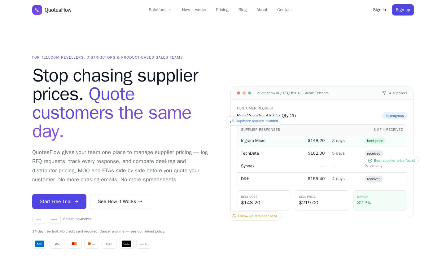 QuotesFlow website homepage