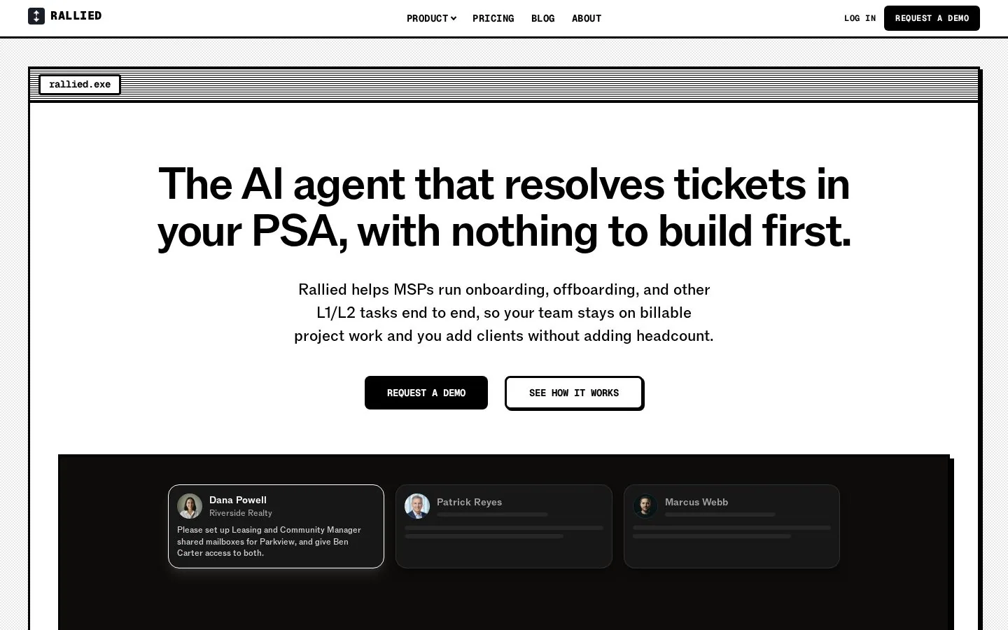 Rallied AI website homepage