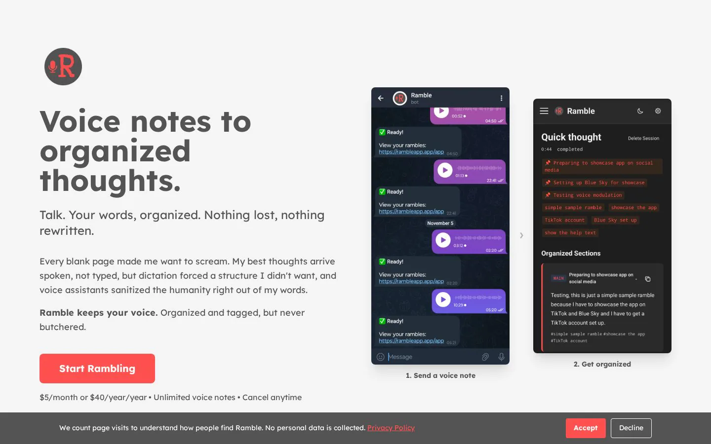 Ramble website homepage