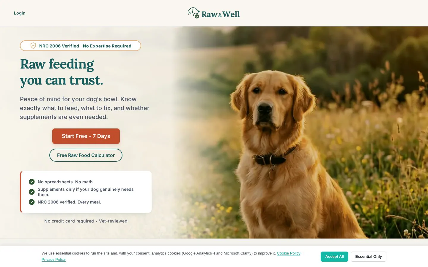 Raw and Well website homepage