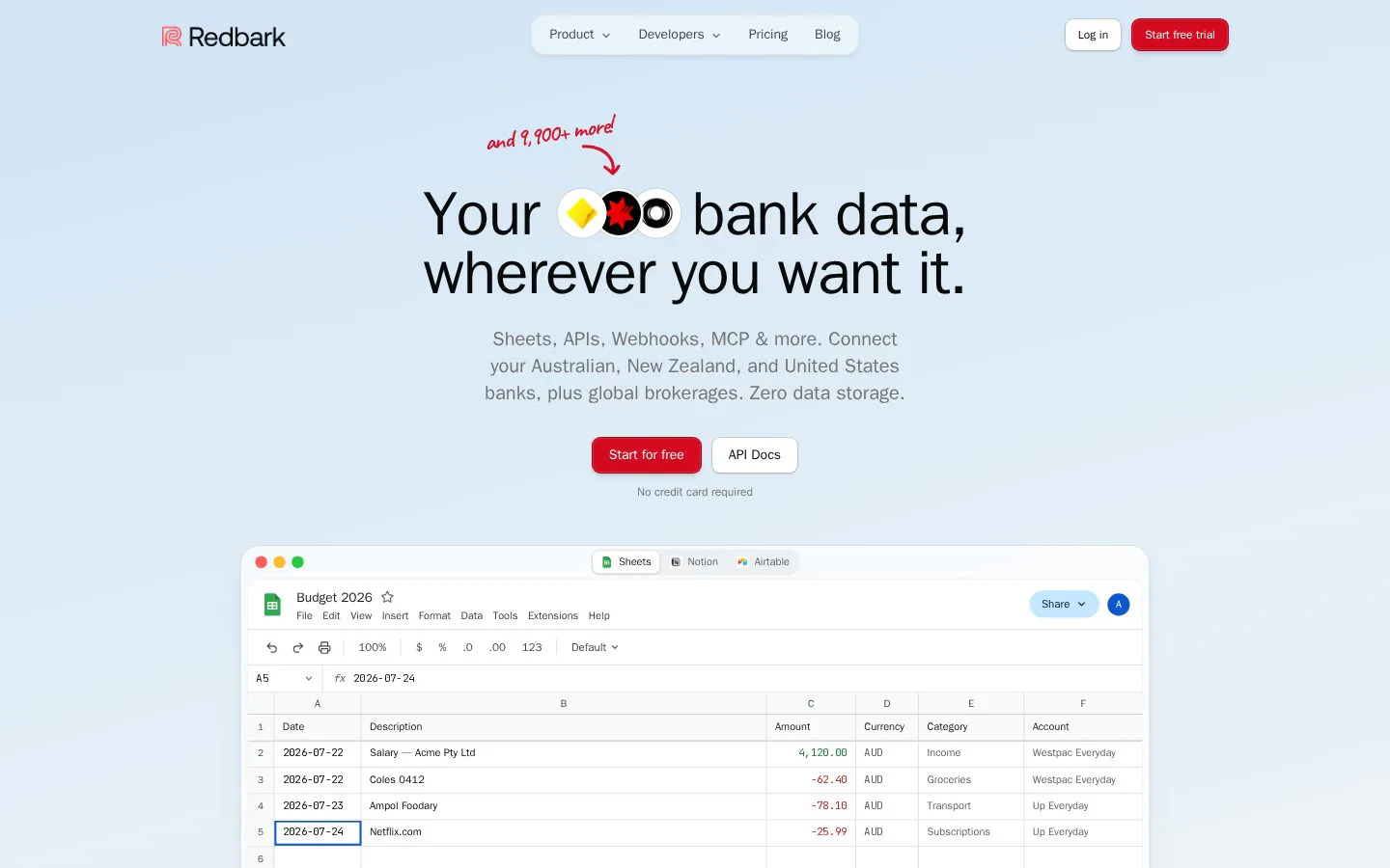 Redbark website homepage