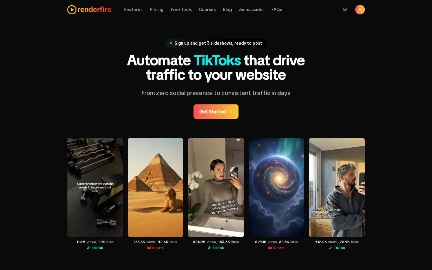 Renderfire website homepage