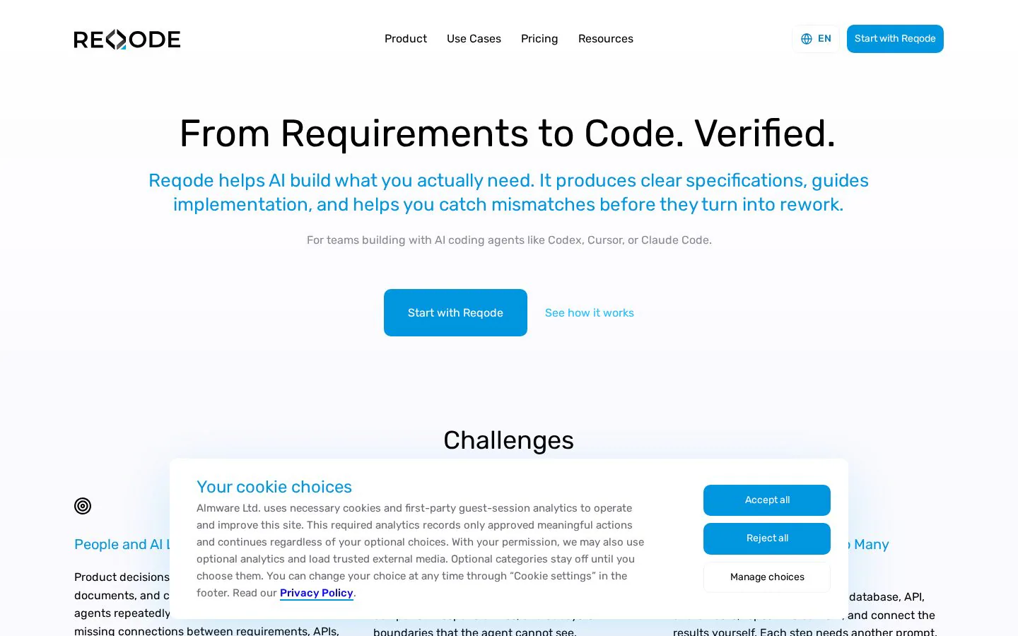 Homepage of reqode.com