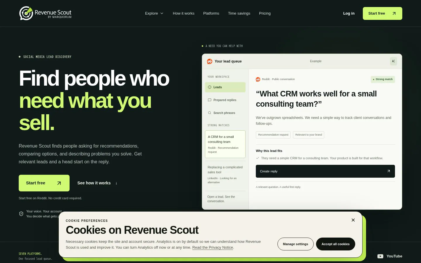 Homepage of revenuescout.ai