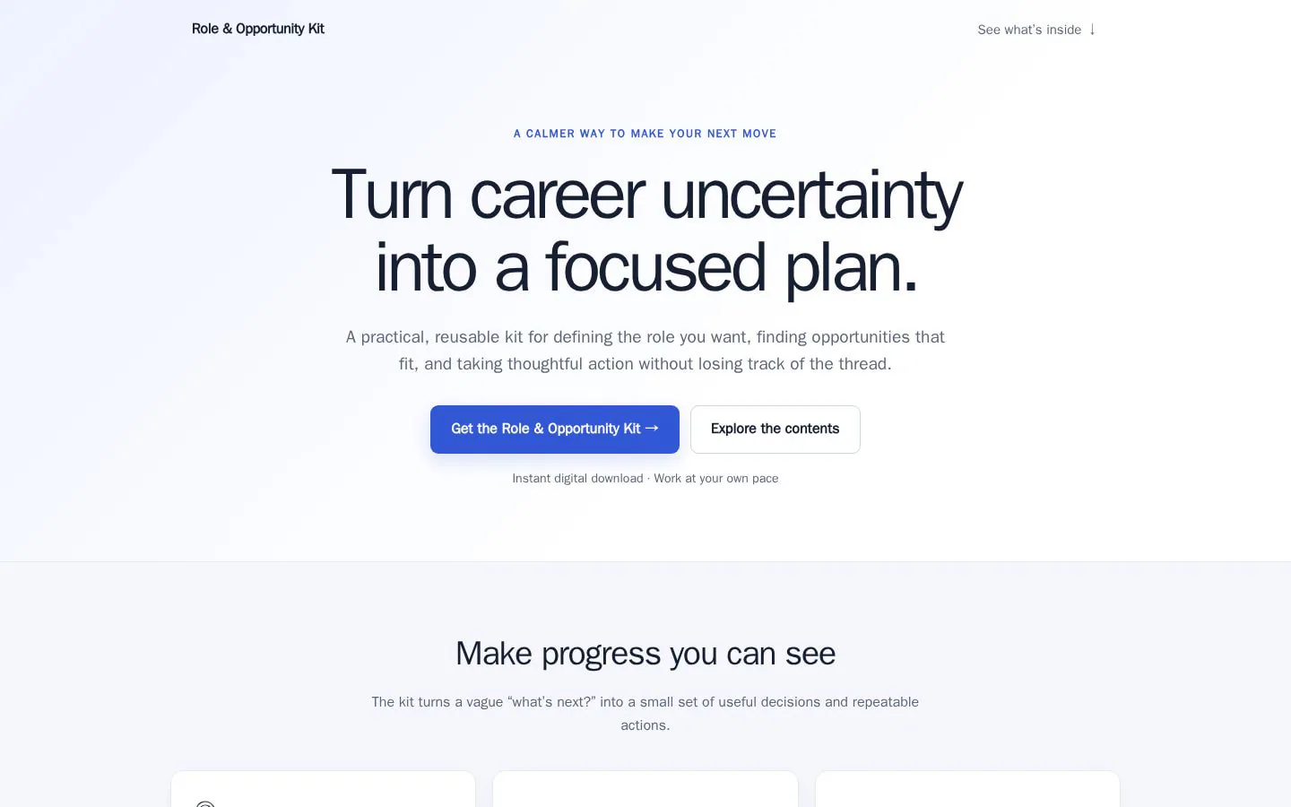 Homepage of role-opportunity-kit.surge.sh