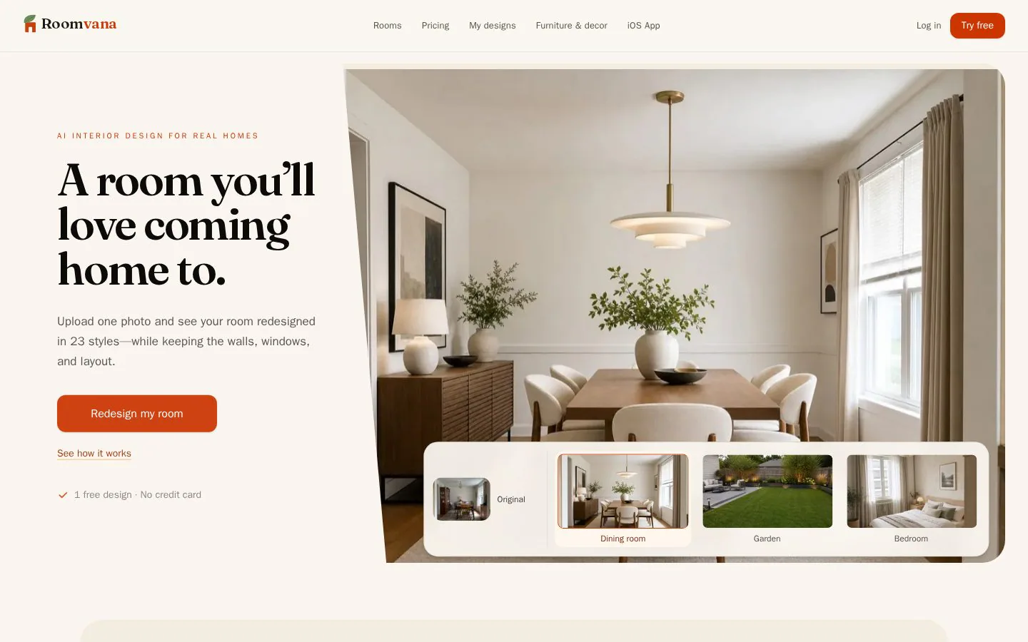 Roomvana website homepage