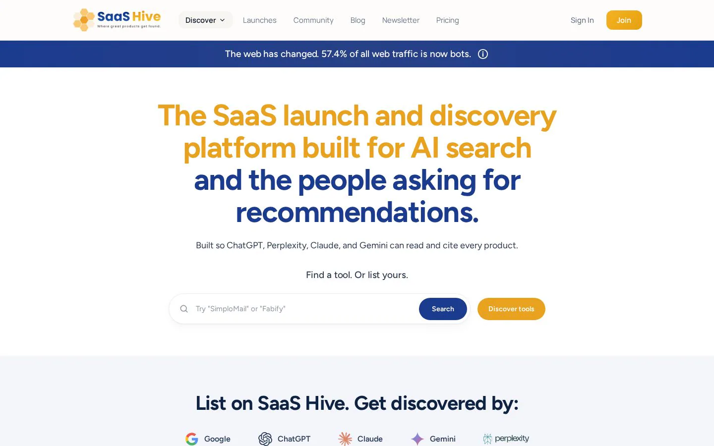 SaaS Hive website homepage