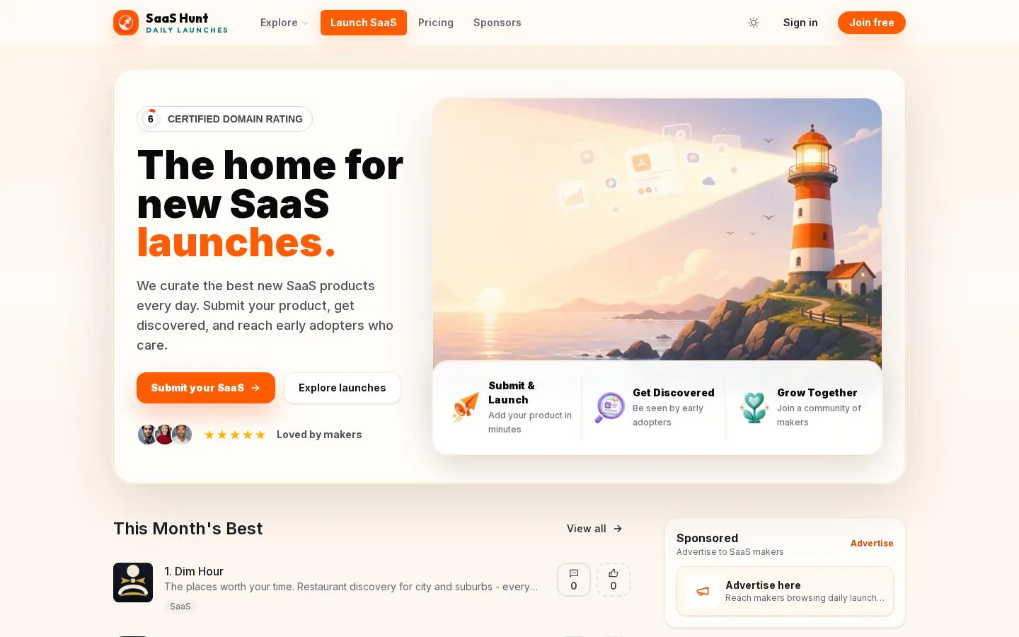SaaS Hunt website homepage