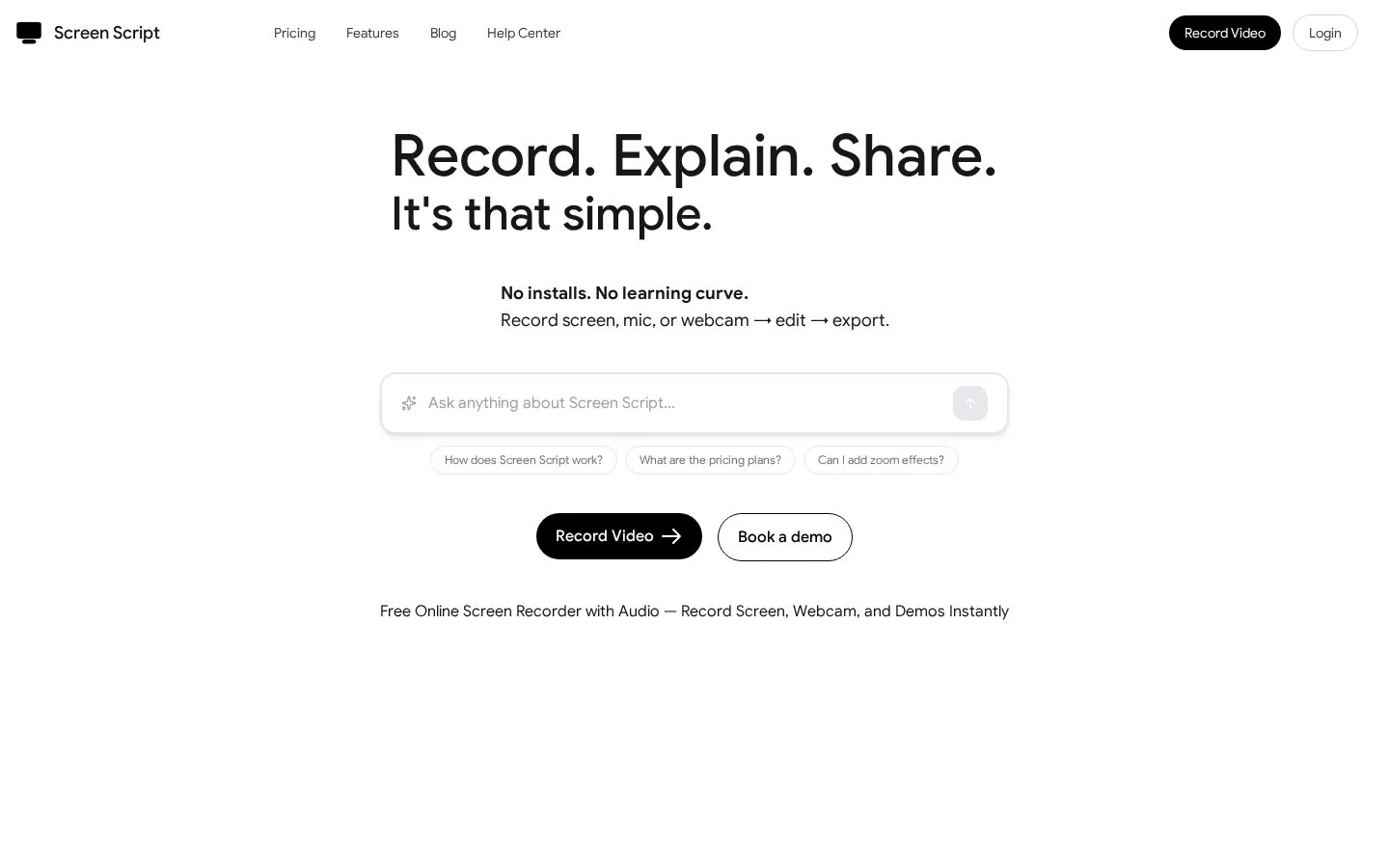 Screen Script website homepage