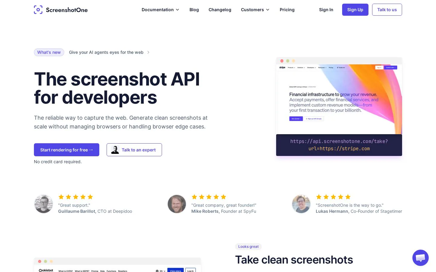 ScreenshotOne website homepage