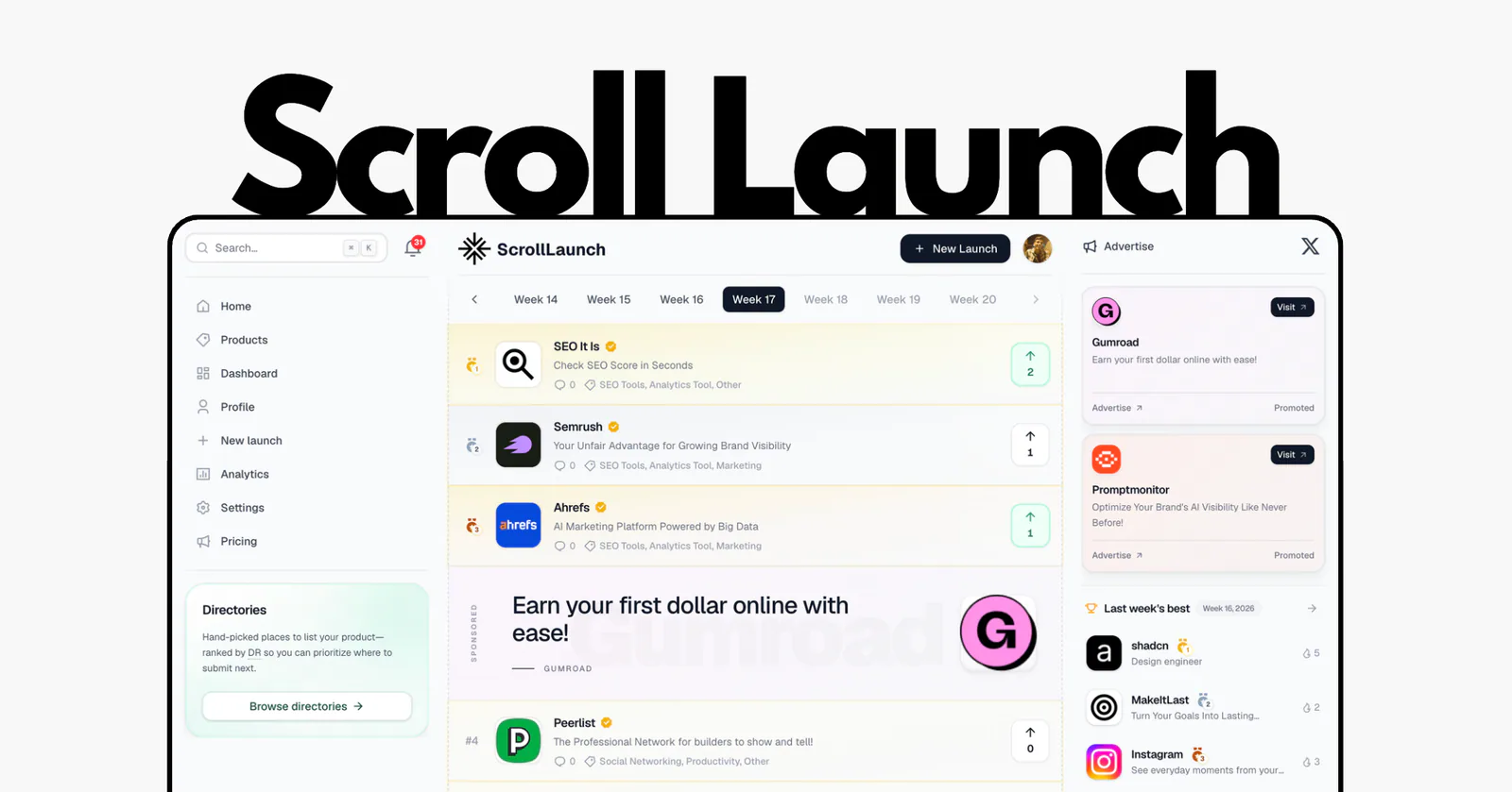 ScrollLaunch screenshot on IndieTools