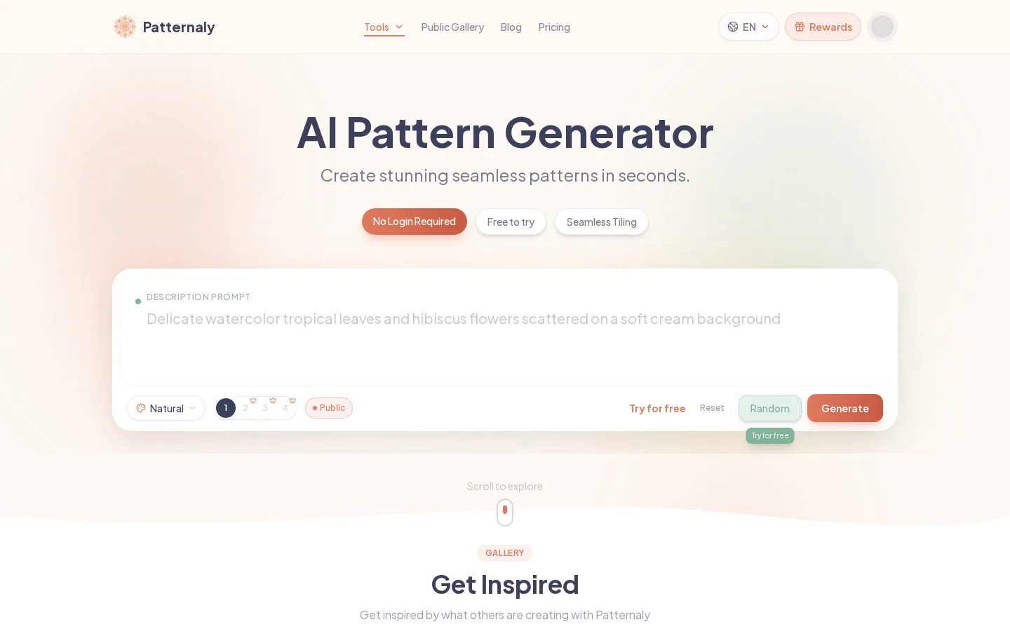 seamless pattern generator ai website homepage