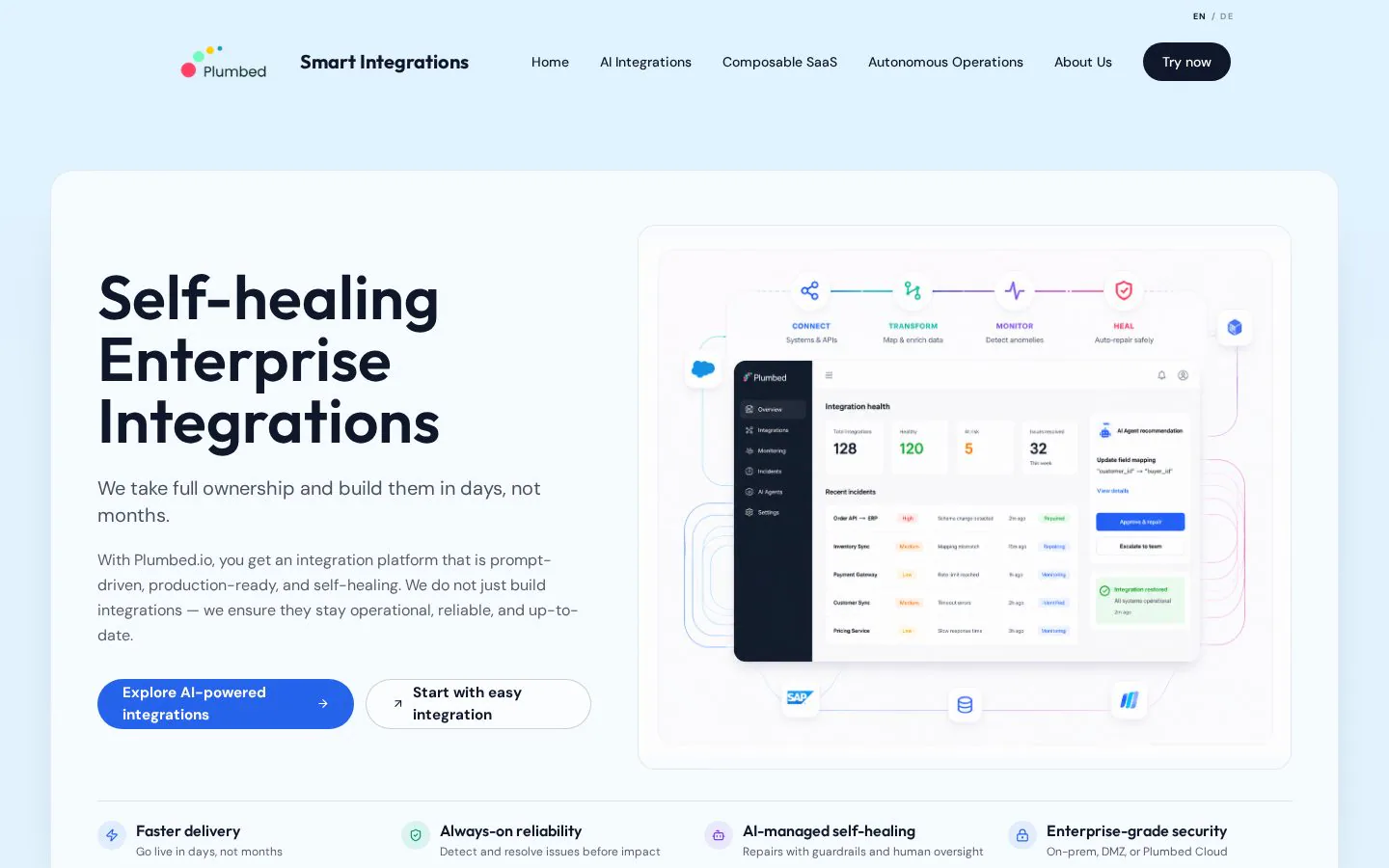 Plumbed website homepage