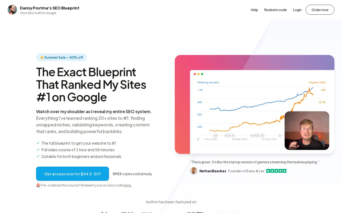 Danny Postma SEO Blueprint website homepage
