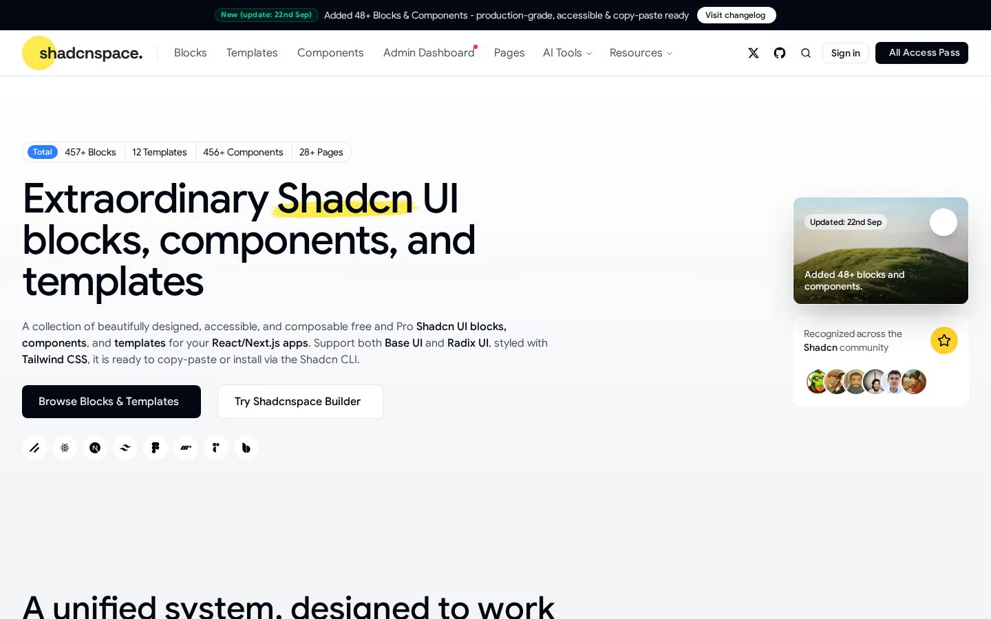 Shadcn Space website homepage