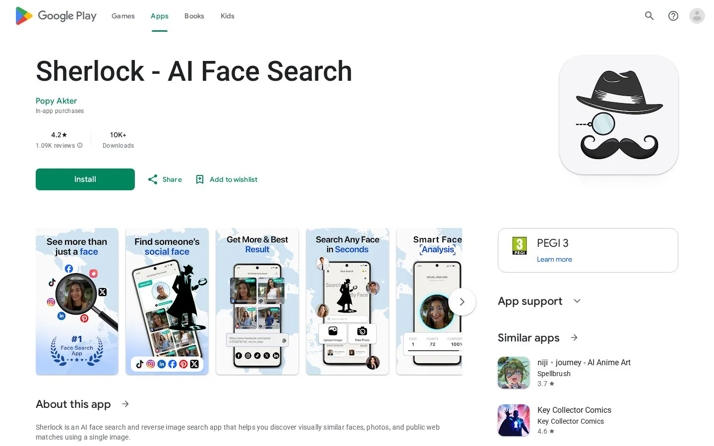 Sherlock - AI Face Search website homepage