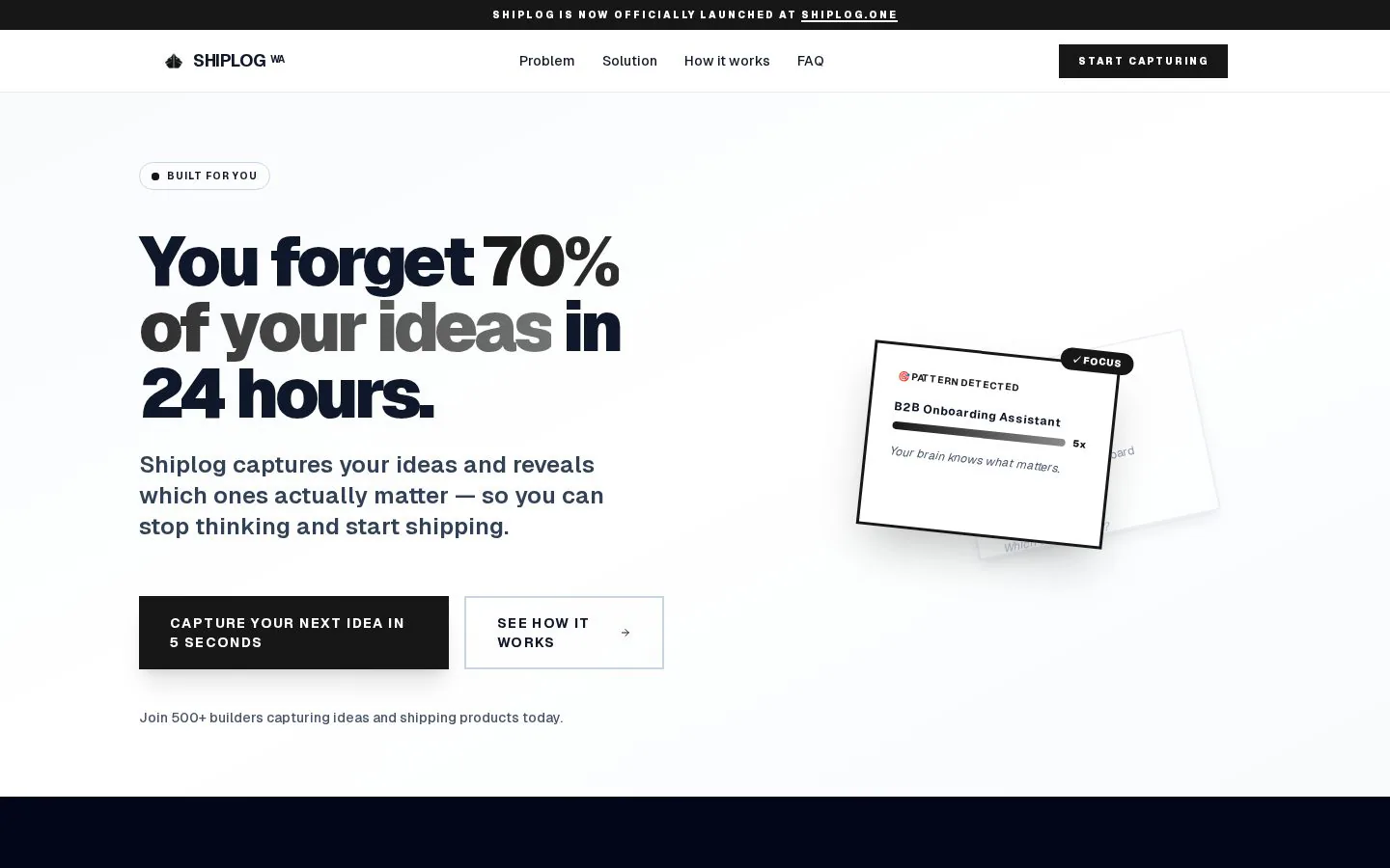 Shiplog website homepage