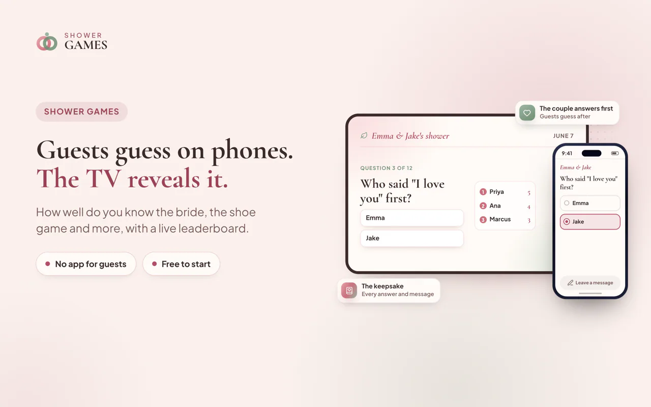 ShowerGames screenshot showing a list of questions