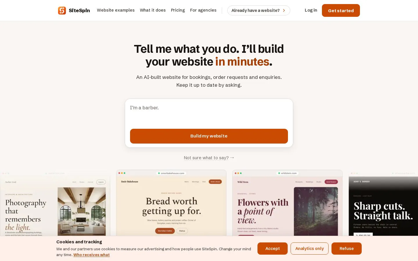 SiteSpin website homepage