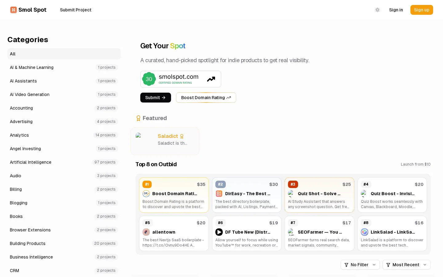 Smol Spot website homepage