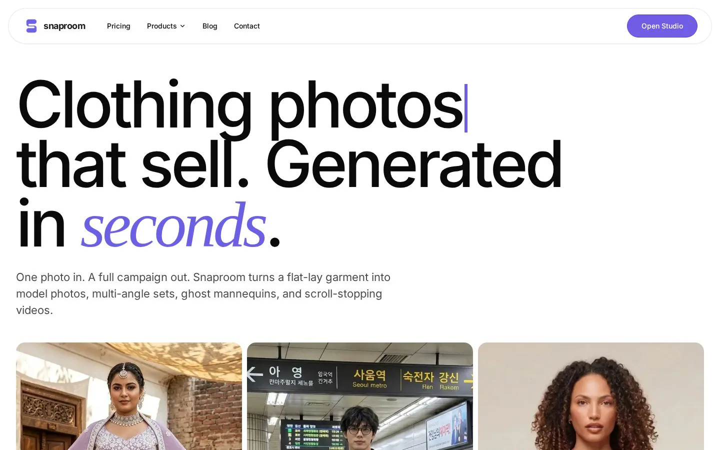 Snaproom website homepage