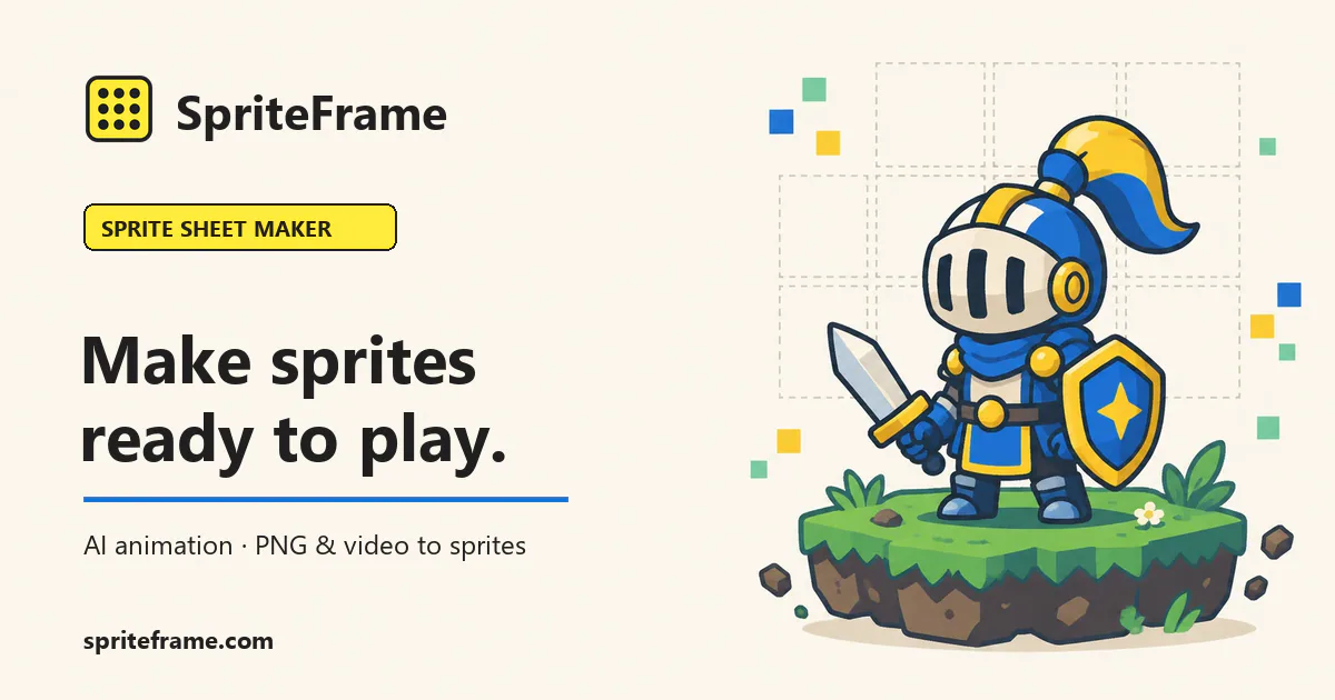 A cartoon character is shown with the words "spriteframe" on the left.