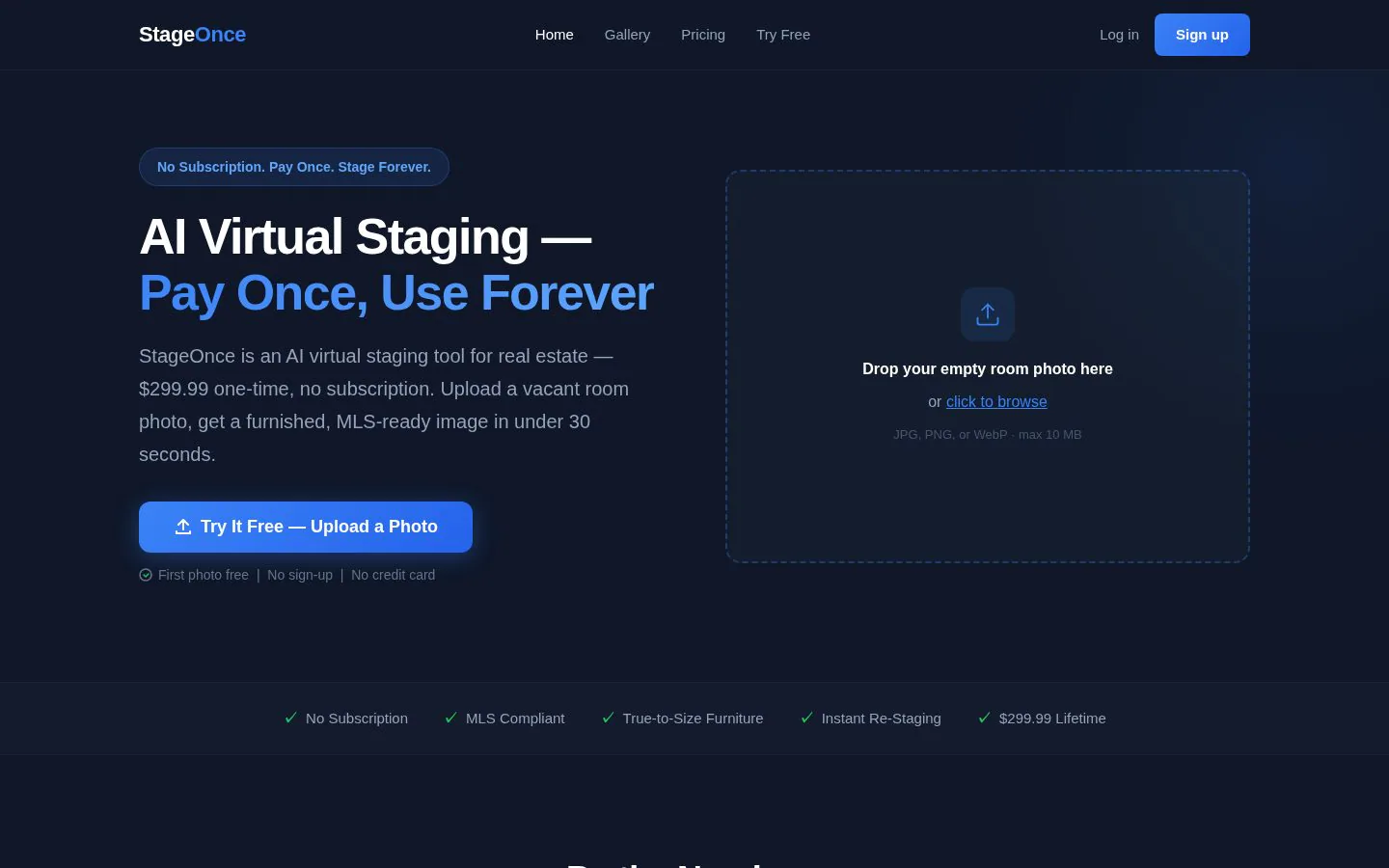 StageOnce website homepage