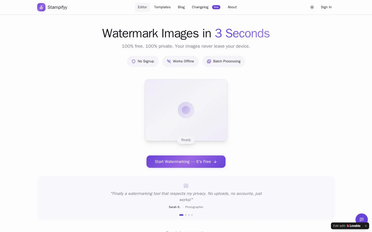 Stampifyy website homepage