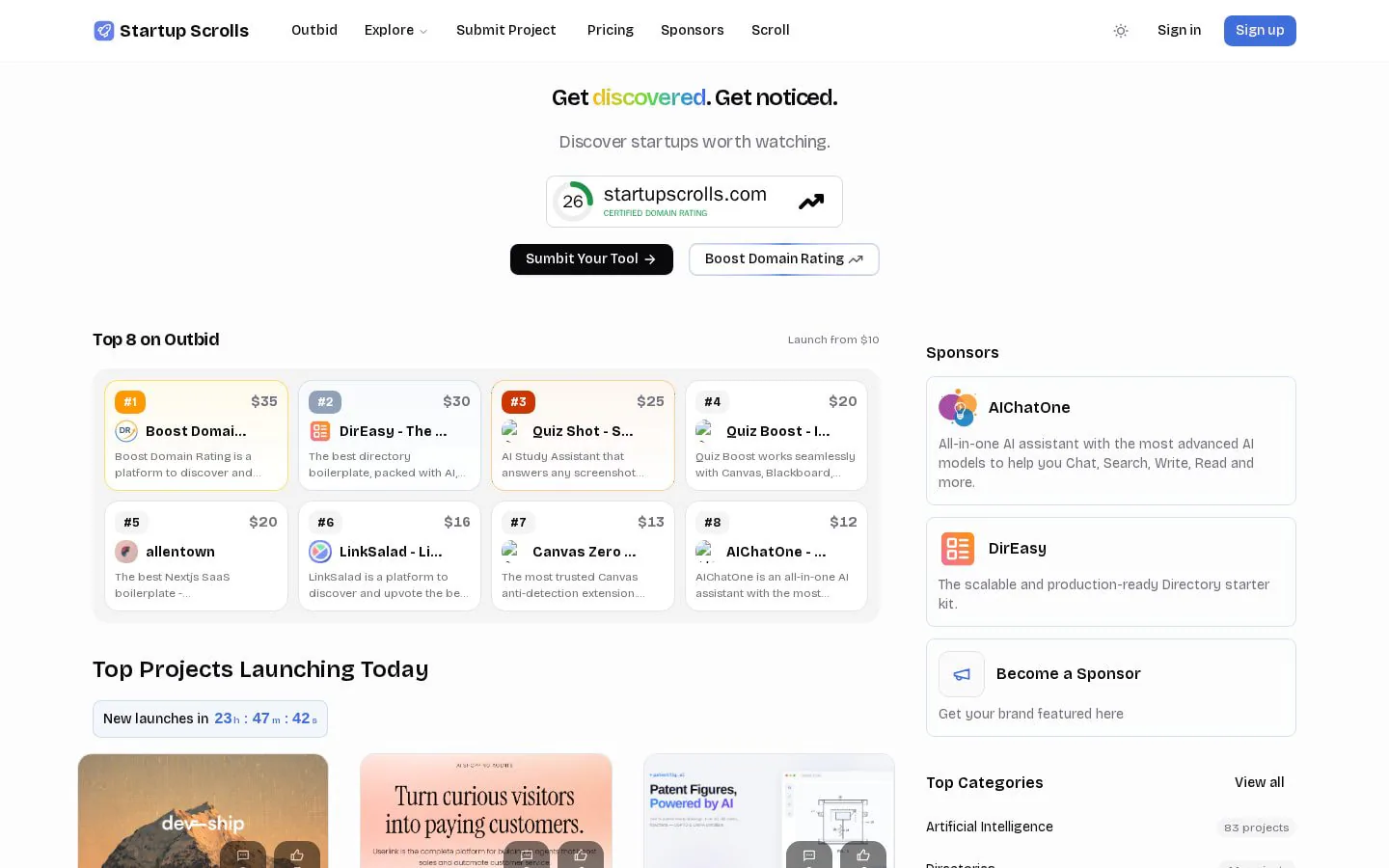 Homepage of startupscrolls.com