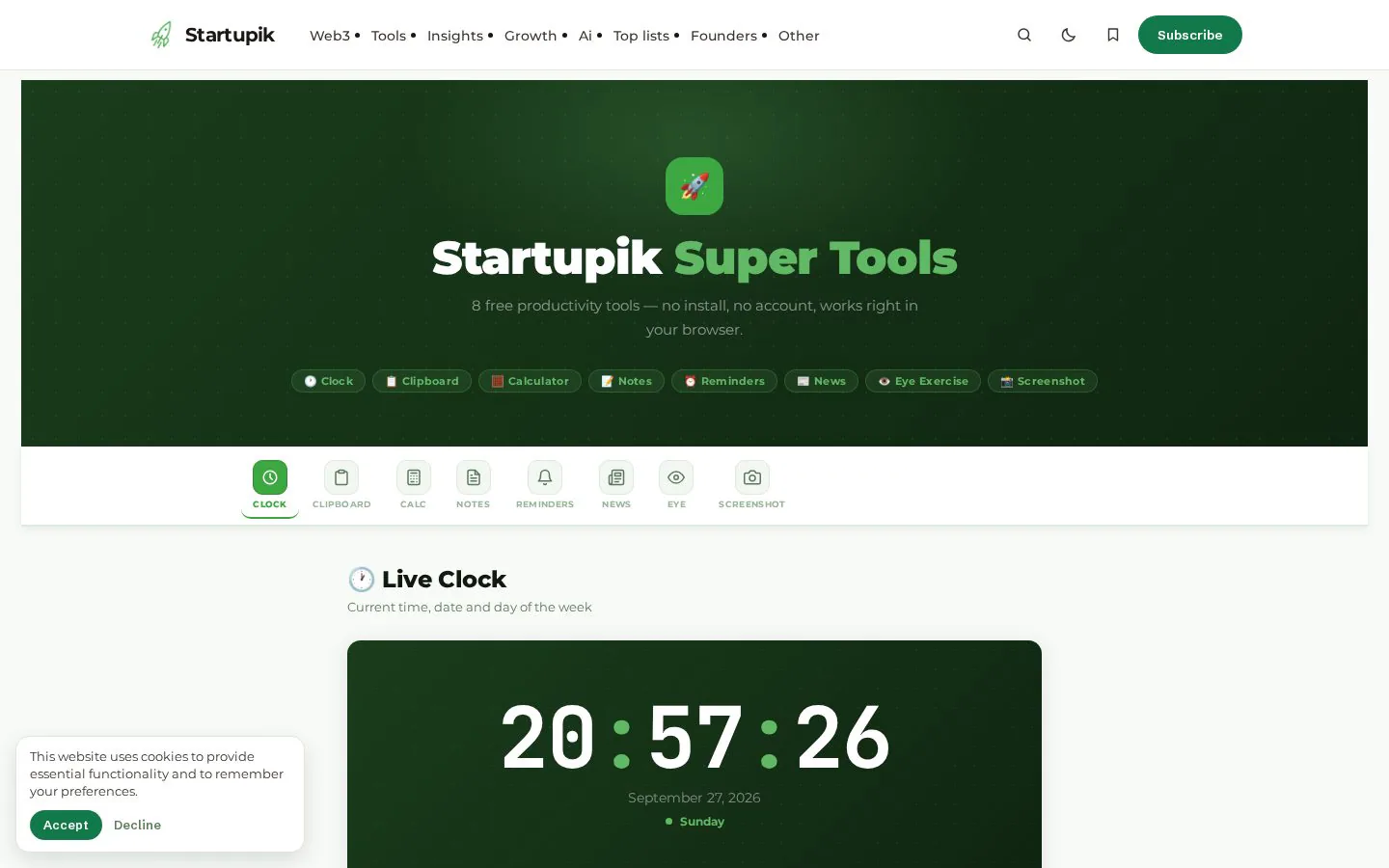 Startupik website homepage