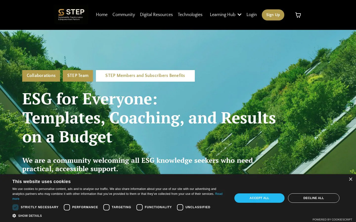STEP website homepage