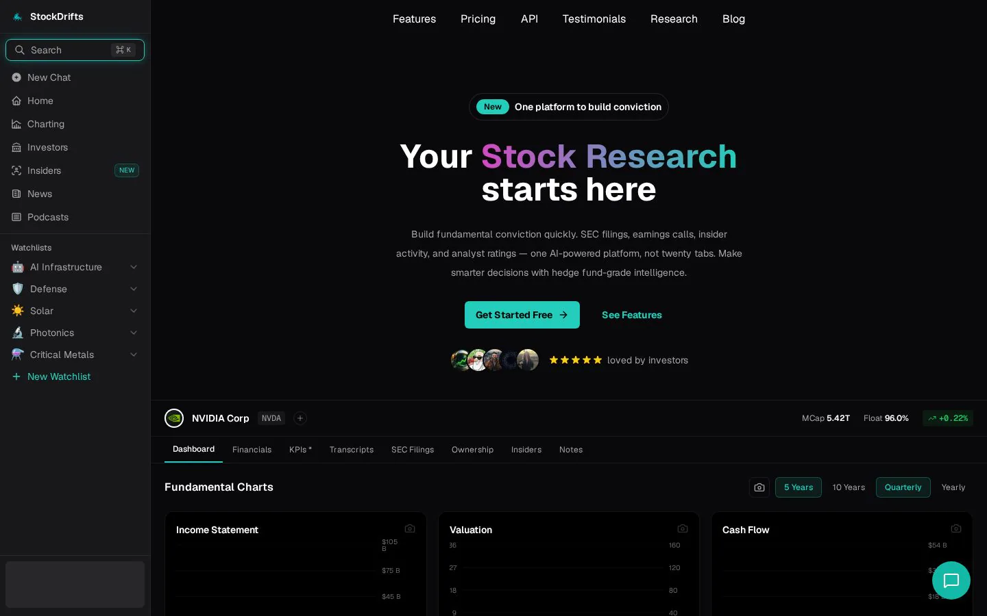 Stockdrifts website homepage
