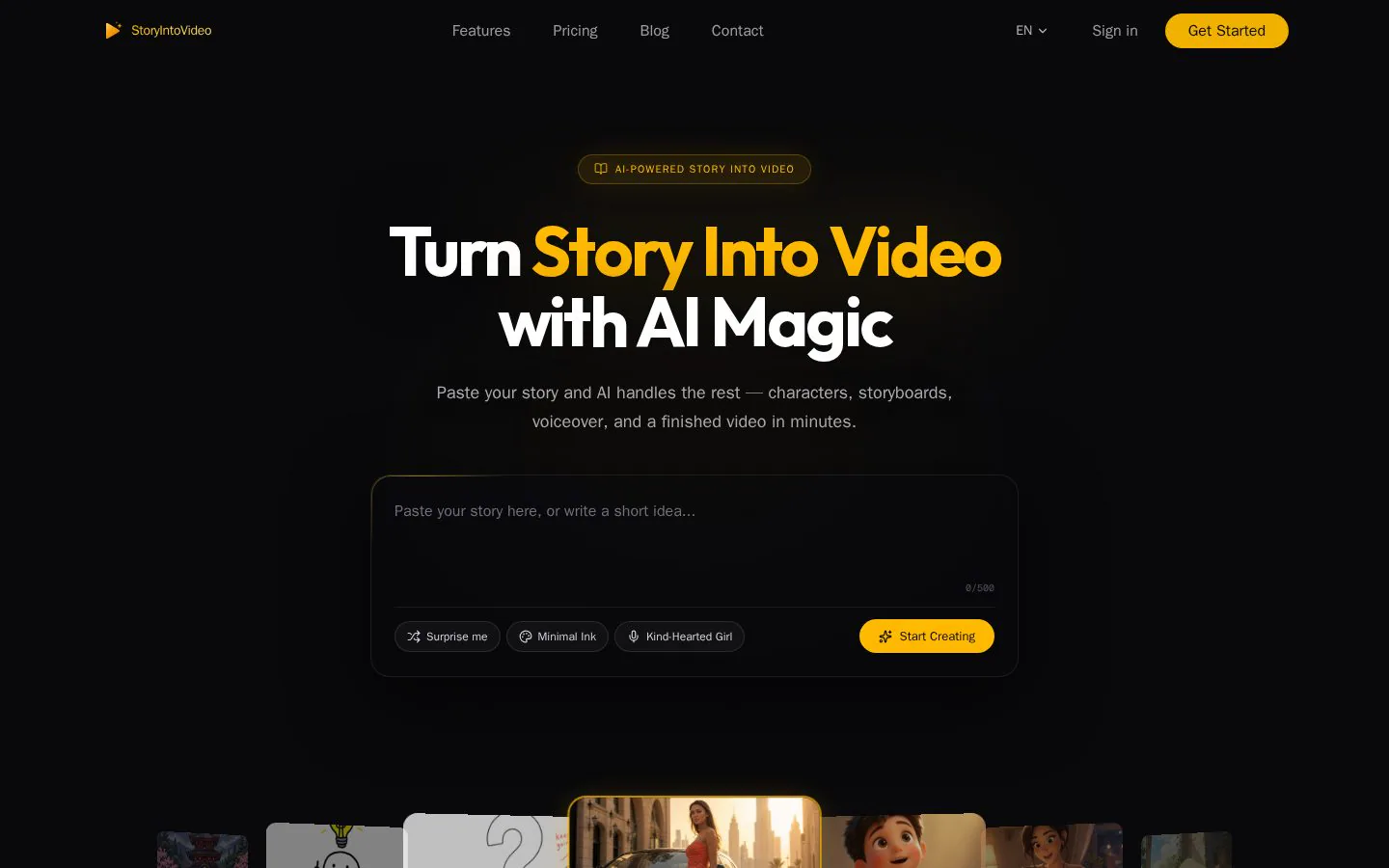 StoryIntoVideo website homepage
