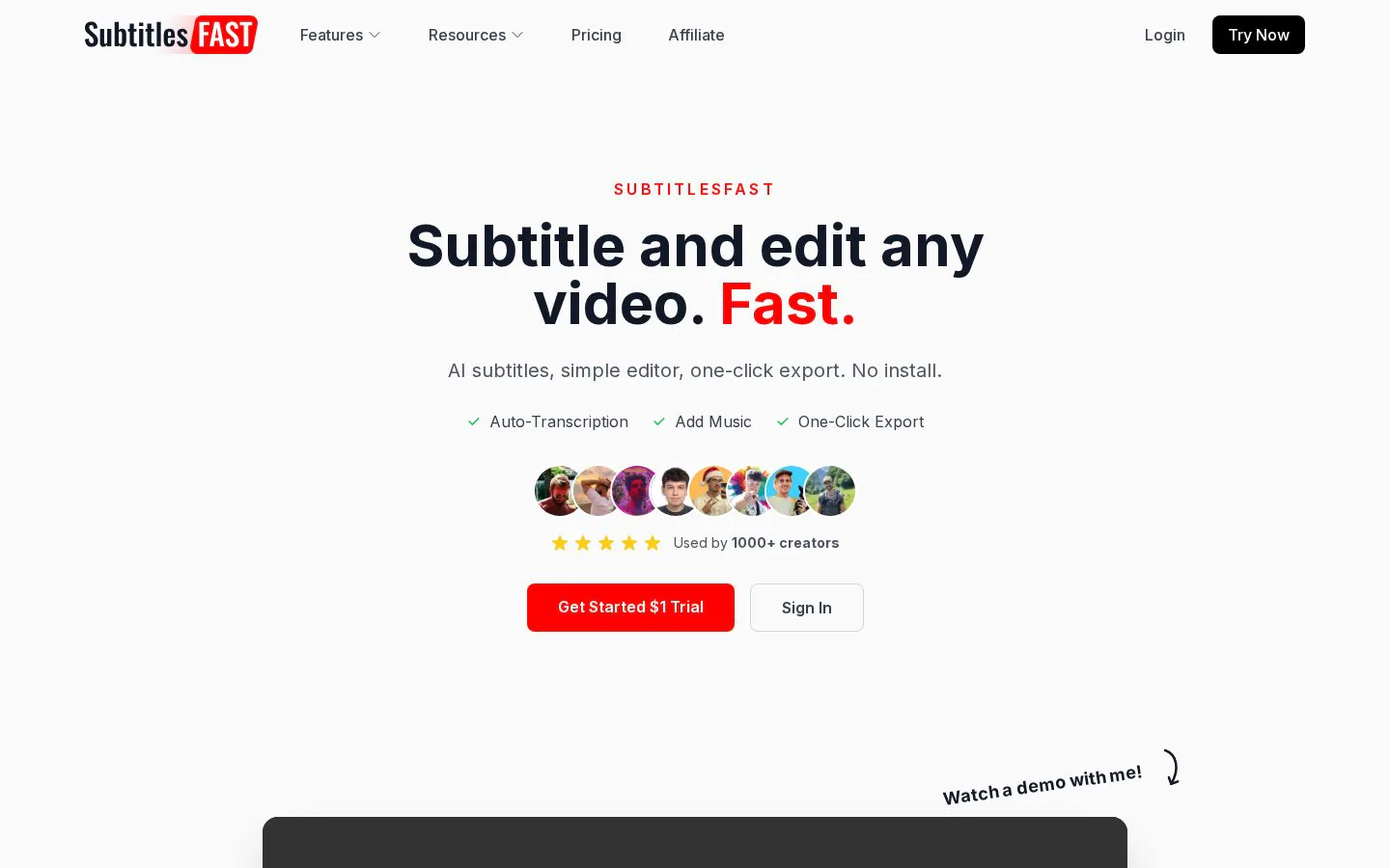 SubtitlesFast website homepage