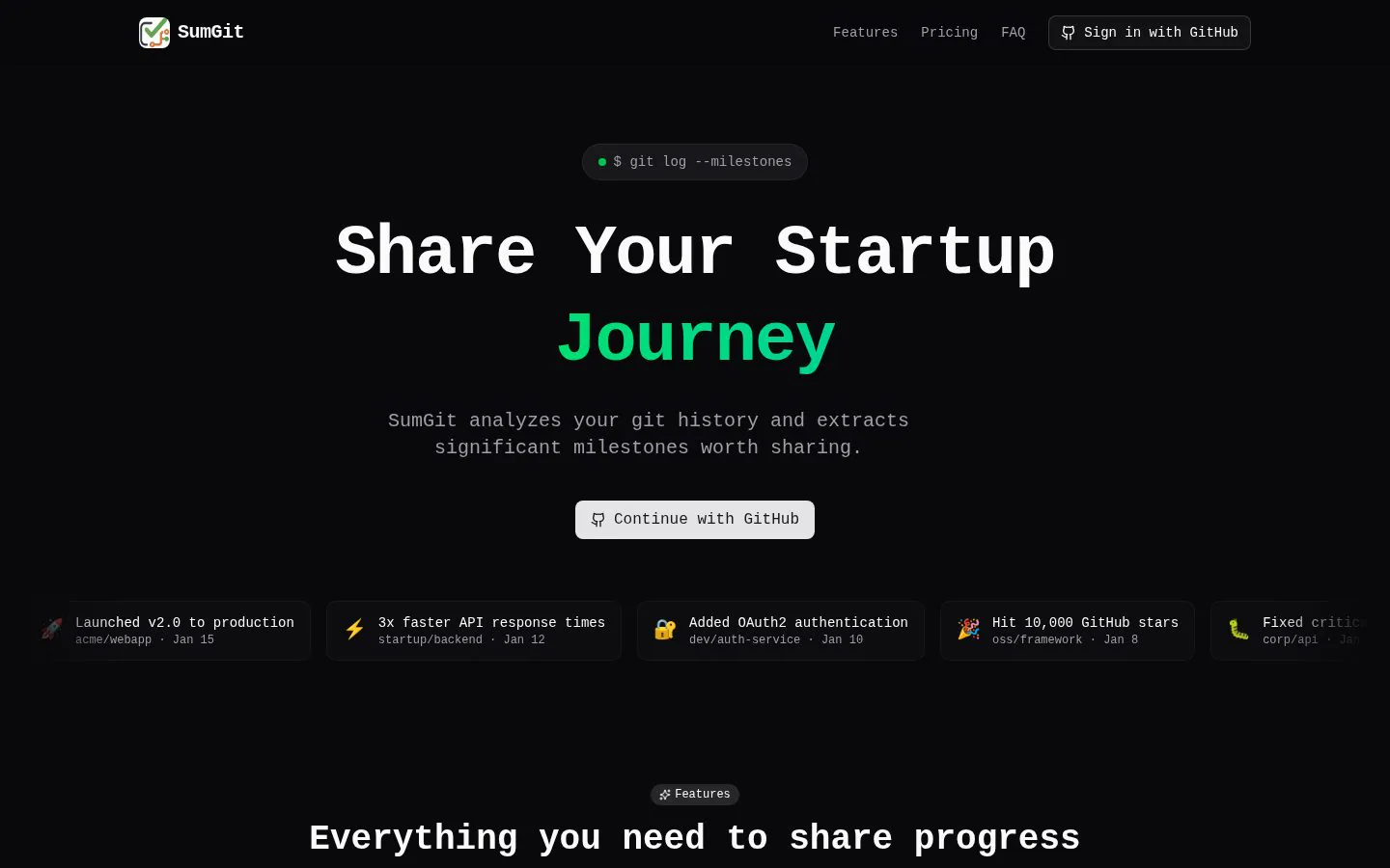 SumGit website homepage