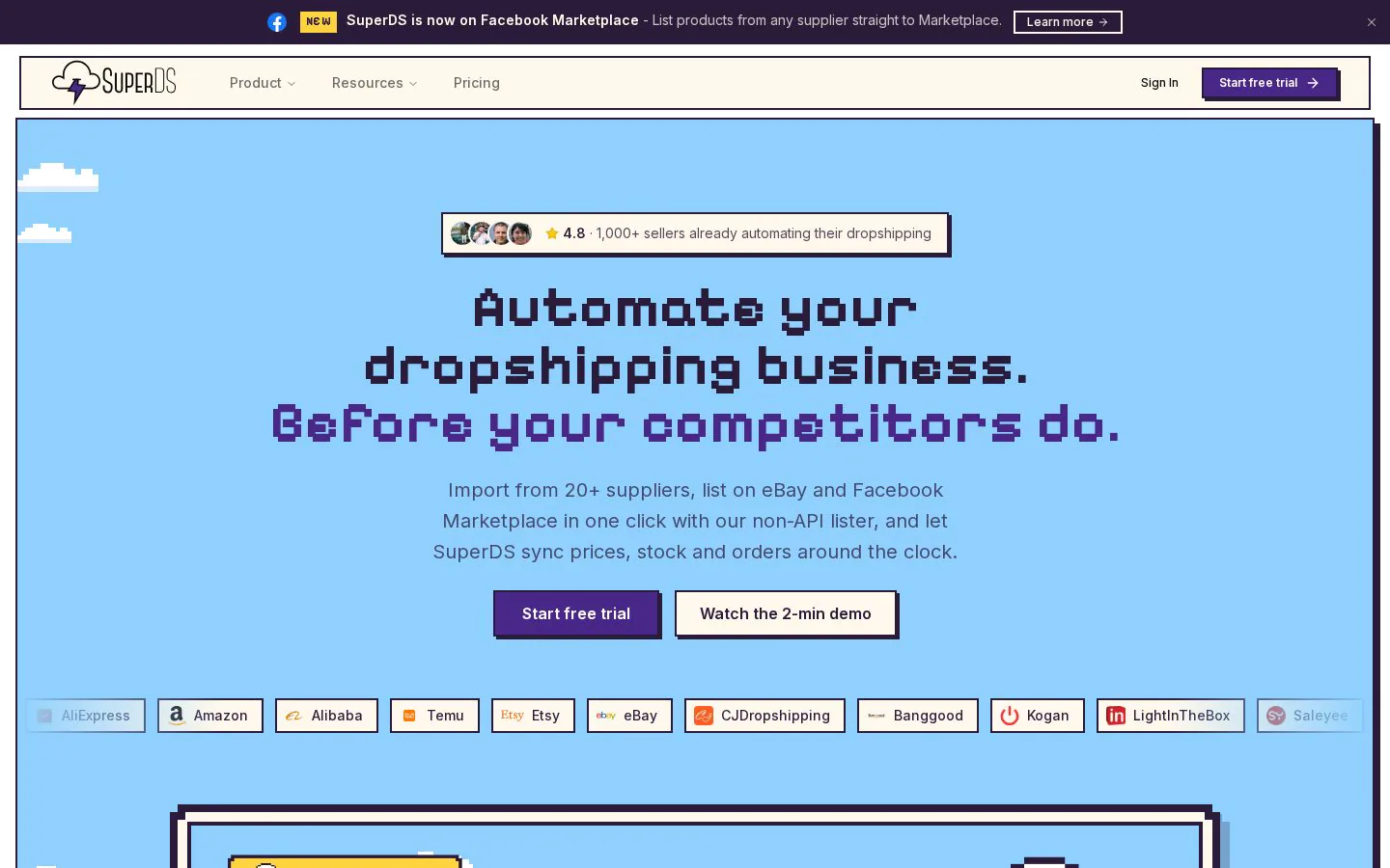 SuperDS website homepage