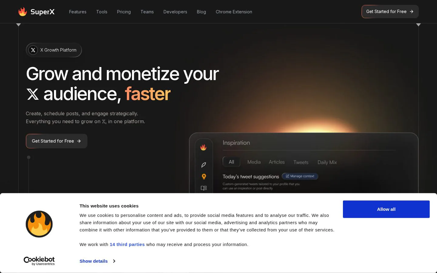 SuperX website homepage