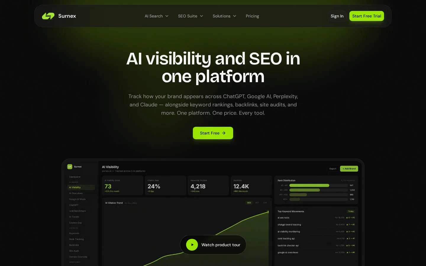 Surnex website homepage