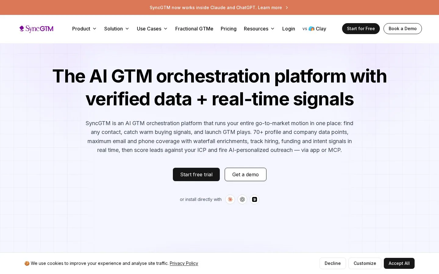 SyncGTM website homepage