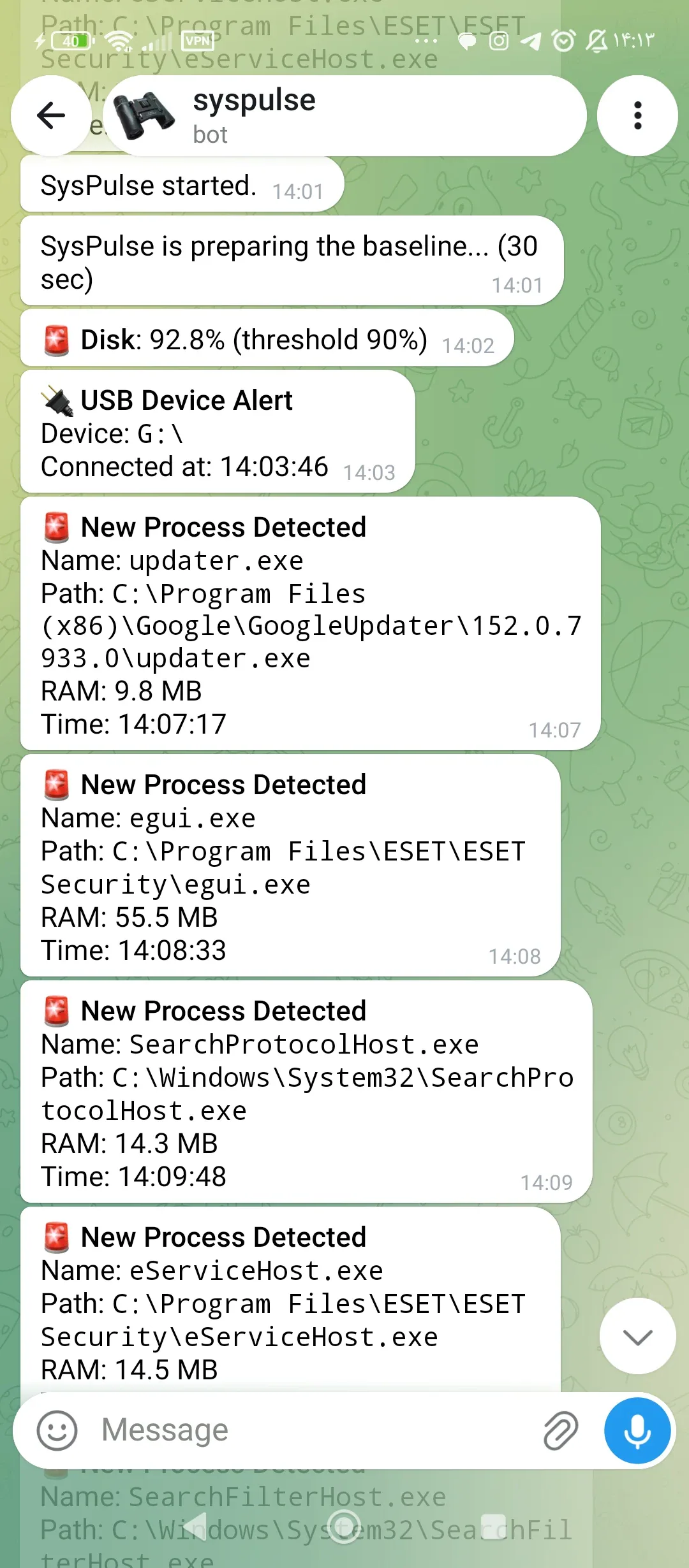 SysPulse Windows Security Monitor with Telegram Alerts